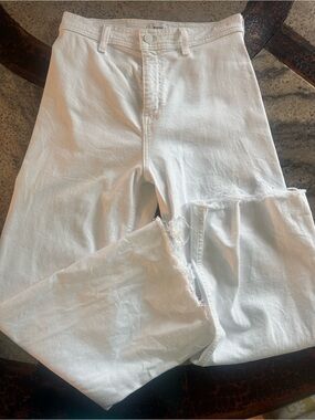 pistola White Raw-Hem High-Rise Cropped Jeans
